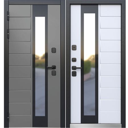 Дверь входная с терморазрывом Ferroni Luxor Termo 5 левая эмаль серый - эмалит белый 860х2050 мм магнит металлическая эмаль эрмитаж