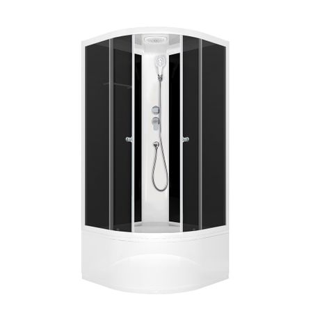 Душевая кабина Domani-Spa Delight Slim 90х90х218 см стекло тонированное 4 мм с высоким поддоном полукруг