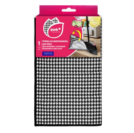 Салфетка York Пепита из микрофибры для пола двухсторонняя с застёжкой 50Х60 см