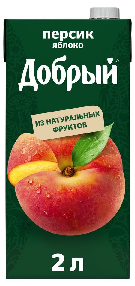 Нектар Добрый персик яблоко с мякотью, 2 л