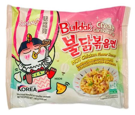 Лапша острая Samyang Buldak со вкусом курицы в соусе крем карбонара Корея, 140 г