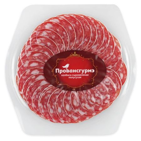 Колбаса сыровяленая полусухая АШАН Золотая птица Провансгурмэ тарелка нарезка, 80 г