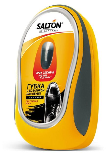 Губка для обуви из гладкой кожи Salton черная с дозатором, 1 шт