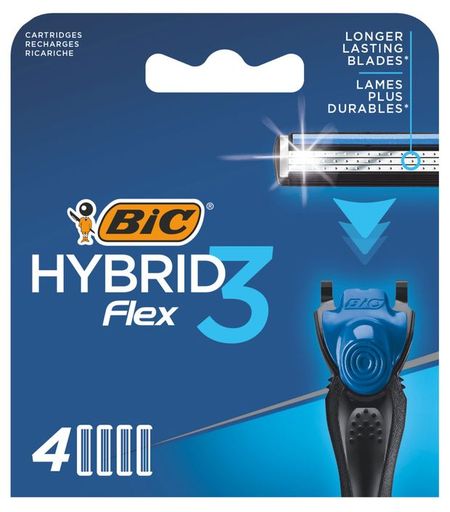 Сменные кассеты для мужской бритвы, BIC Hybrid 3 Flex Греция, 4 шт