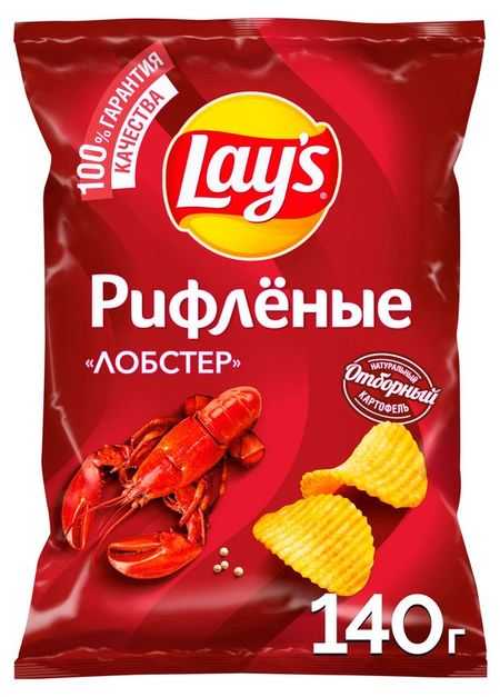 Чипсы картофельные Lay's рифленые со вкусом лобстера, 140 г