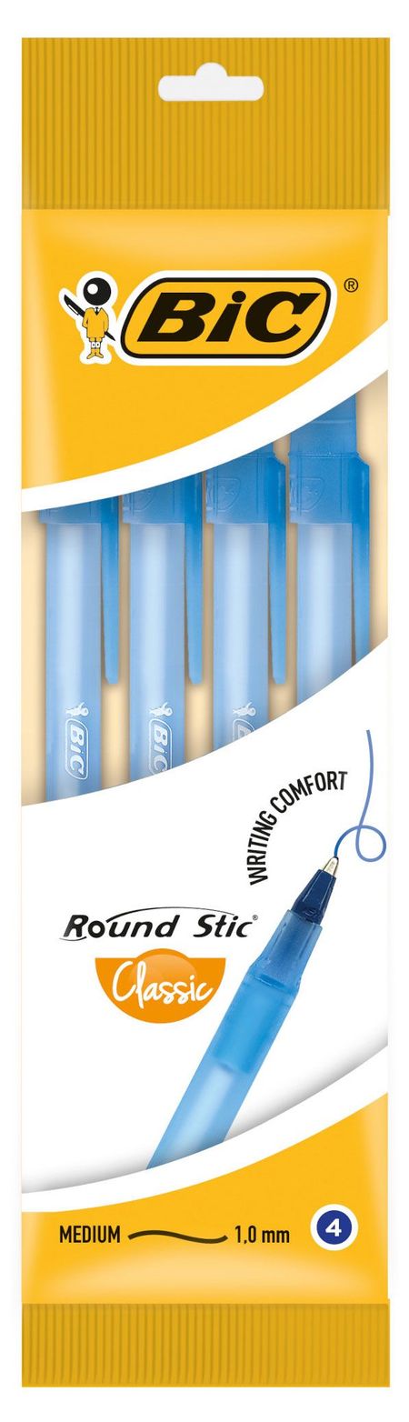 Ручка шариковая BIC Round Stic Classic синяя, 4 шт