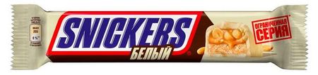 Батончик шоколадный Snickers с карамелью арахисом и нугой в белом шоколаде, 81 г