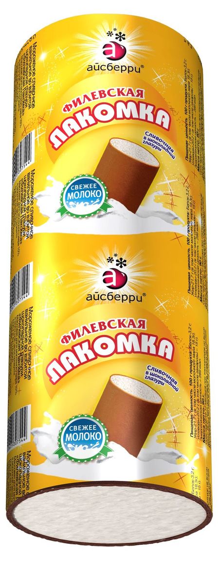 Мороженое сливочное Филевское Лакомка в шоколадной глазури трубочка БЗМЖ, 90 г