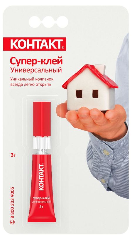 Супер-клей Контакт универсальный, 3 г