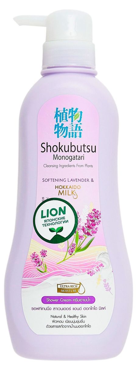 Крем-гель для душа LION Shokubutsu Monogotari Лаванда с молоком, 500 мл