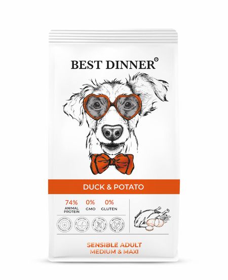 Сухие корма Best Dinner Сухой корм для собак средних и крупных пород с Уткой и картофелем (3 кг)