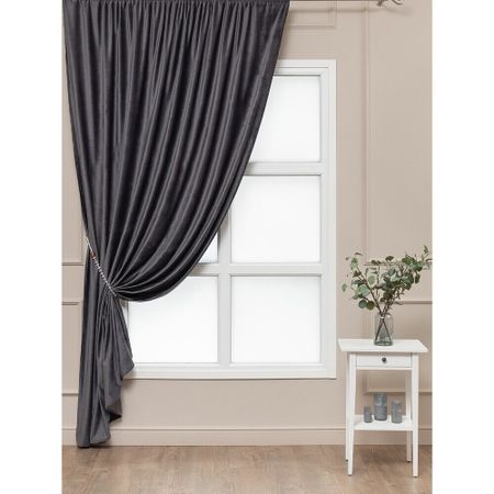 Штора бархат серая 200х270 см Amore Mio (18646)