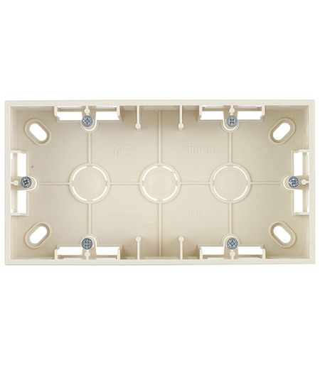 Коробка монтажная Simon 15 двухместная накладная слоновая кость (1590752-031)