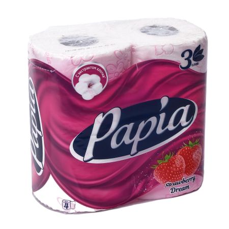 Туалетная бумага Hayat Papia Клубничная мечта 3 слоя 4 рулона (5031376)