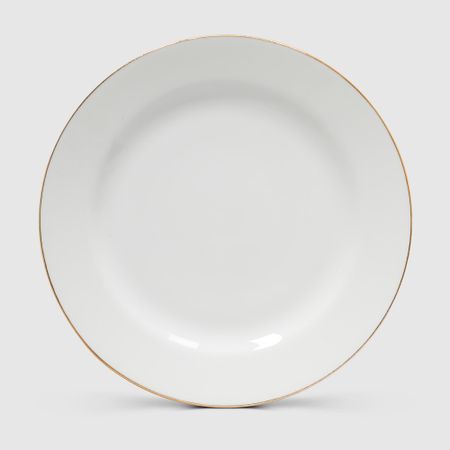Тарелка плоская Башкирский фарфор Классик декор Заводной край золотом 17 см