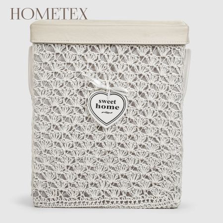 Корзина для белья Hometex белая с крышкой 46х37х28