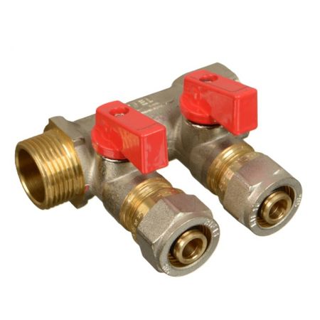 Коллектор Terma 3/4 ВР(г) х 2 выхода 16 обж(ц) х 3/4 НР(ш) с шаровыми кранами (35991) лидия владиславовна шубукина людмила юрьевна клевцова не и ни с различными частями речи рабочая тетрадь по русскому языку 5–9 классы