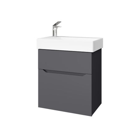 Комплект тумба с раковиной Raval Brik 55 см подвесная антрацит (Brk.01.55/P/A/RL)