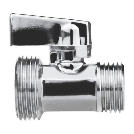 Кран шаровой латунный MPF 1/2 НР(ш) х 3/4 НР(ш) к бытовой технике хром мини проходной ГОСТ Р 59553-2021 (ИС.081216)