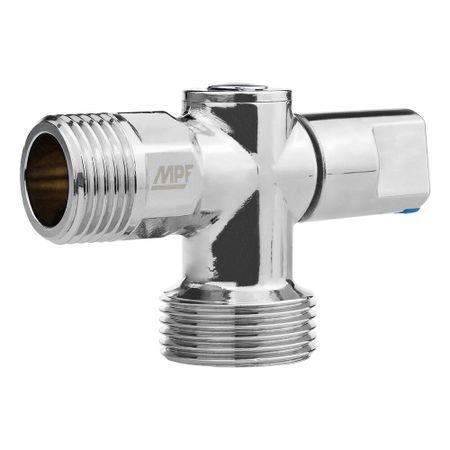 Кран шаровой латунный MPF 1/2 НР(ш) х 3/4 НР(ш) к бытовой технике хром мини с отражателем угловой ГОСТ Р 59553-2021 (ИС.081201) глазки мини идет коза рогатая колокольчик на шее