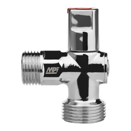 Кран шаровой латунный MPF 1/2 НР(ш) х 3/4 НР(ш) к бытовой технике хром мини с отражателем угловой ГОСТ Р 59553-2021 (ИС.081200) глазки мини идет коза рогатая колокольчик на шее