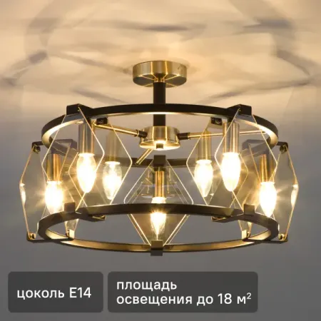 Светильник потолочный Eurosvet Aragon, 5 ламп, 18 м², цвет черный