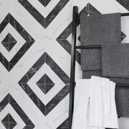 Глазурованный керамогранит KREAFORTA Dina 42x42 см 1.587 м² сатинированный цвет черно-белый