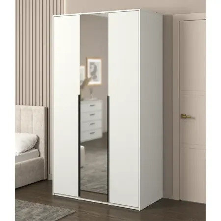 Шкаф распашной Бергамо с 2 дверями и зеркалом 120x220x60 см ЛДСП цвет белый