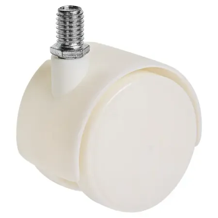 Колесо поворотное без тормоза 50 мм до 50 кг с резьбой М10 цвет белый