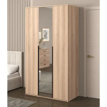 Шкаф распашной Бергамо с 2 дверями с зеркалом 120x220x60 см ЛДСП цвет дуб комано