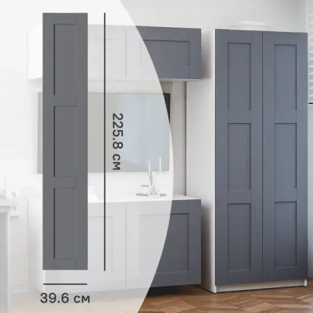 Дверь глухая для шкафа Лион Реймс 39.6x225.8x1.6 см ДСП цвет серый 3d abs для 15 22 escalade матовый серебристый задняя дверь багажника табличка с именем эмблема значок аксессуары