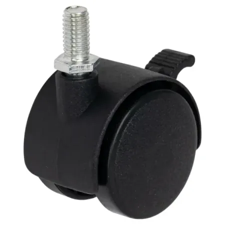 Колесо поворотное с тормозом 40 мм до 30 кг М8 цвет черный
