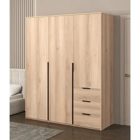 Шкаф распашной Бергамо с 3 дверями 180x220x60 см ЛДСП цвет дуб комано