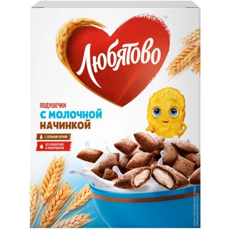 Подушечки Любятово с молочной начинкой 500 г хлебцы макфа хрустящие зерновые пшеничные 100 г