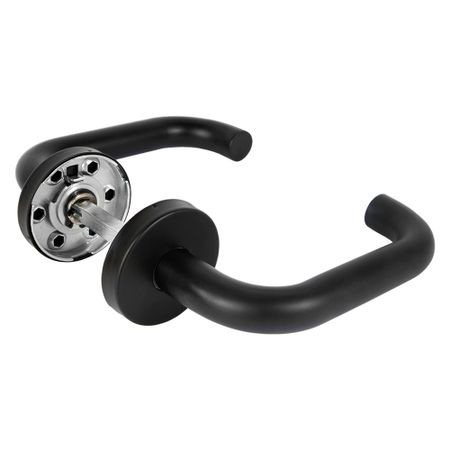 Ручка дверная Fuaro DSS-0203-19 для противопожарной двери круглая розетка черный (45457)