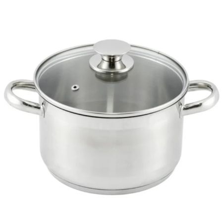 Кастрюля Кухар Лотос Традиция нержавеющая сталь, стеклянная крышка, 5 л