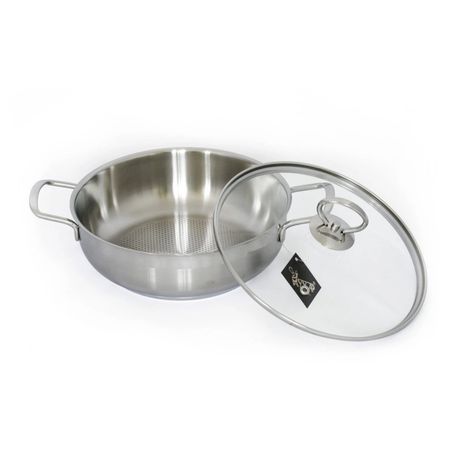 Кастрюля Кухар Лотос Классика нержавеющая сталь, стеклянная крышка 2,8 л