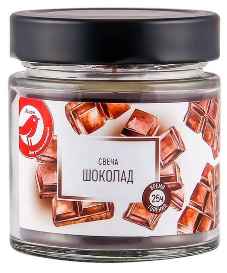 Свеча АШАН Красная птица с ароматом шоколада в банке, 25 ч