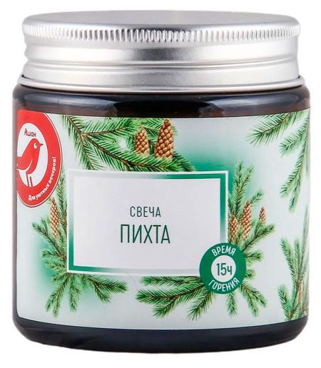 Свеча АШАН Красная птица с ароматом пихты в банке, 15 ч