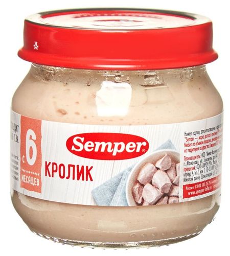 Пюре мясное Semper Кролик с 6 мес., 80 г