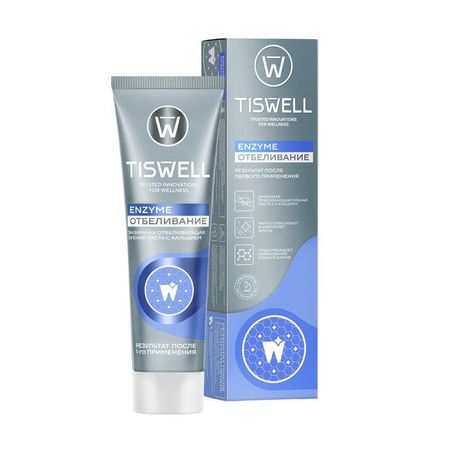 Зубная паста TISWELL Отбеливающая энзимная от темного налета и камня с кальцием и фтором, 110 г