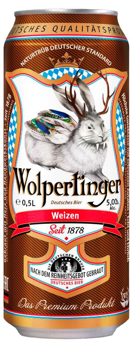 Пивной напиток светлый Wolpertinger weizen 5%, 0,5 л