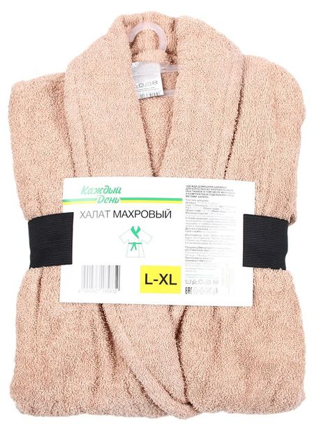 Халат Каждый день махровый бежевый унисекс, L-XL