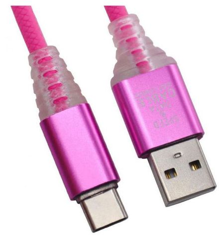 USB кабель Liberty Project Type-C Змея LED TPE розовый