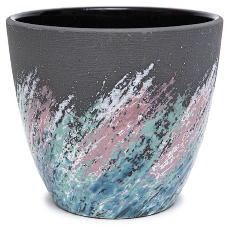 Горшок Живопись керамический черный без поддона, 18 см