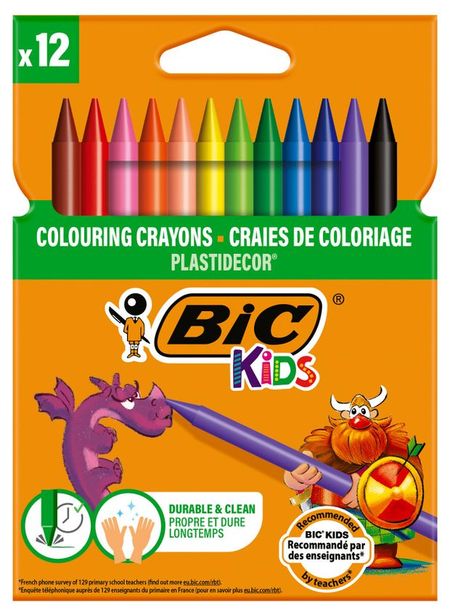 Цветные мелки BIC Kids Plastidecor, 12 шт