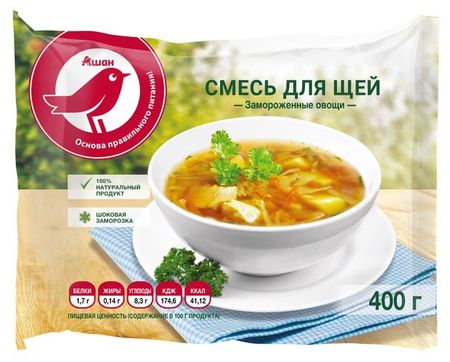 Овощная суповая смесь для щей АШАН Красная птица замороженная, 400 г
