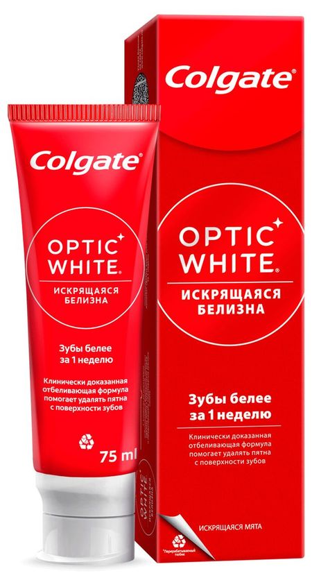 Зубная паста Colgate Optic White Искрящаяся белизна отбеливающая, 75 мл