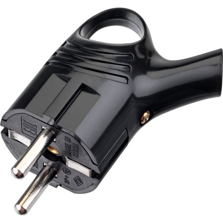 Вилка угловая с заземлением 16 А 230 В Düwi с кольцом черная (30468 5)