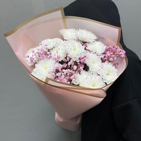 Букет живых цветов PARTY DAY Белая хризантема с гипсофилой рождественские очки crazy party